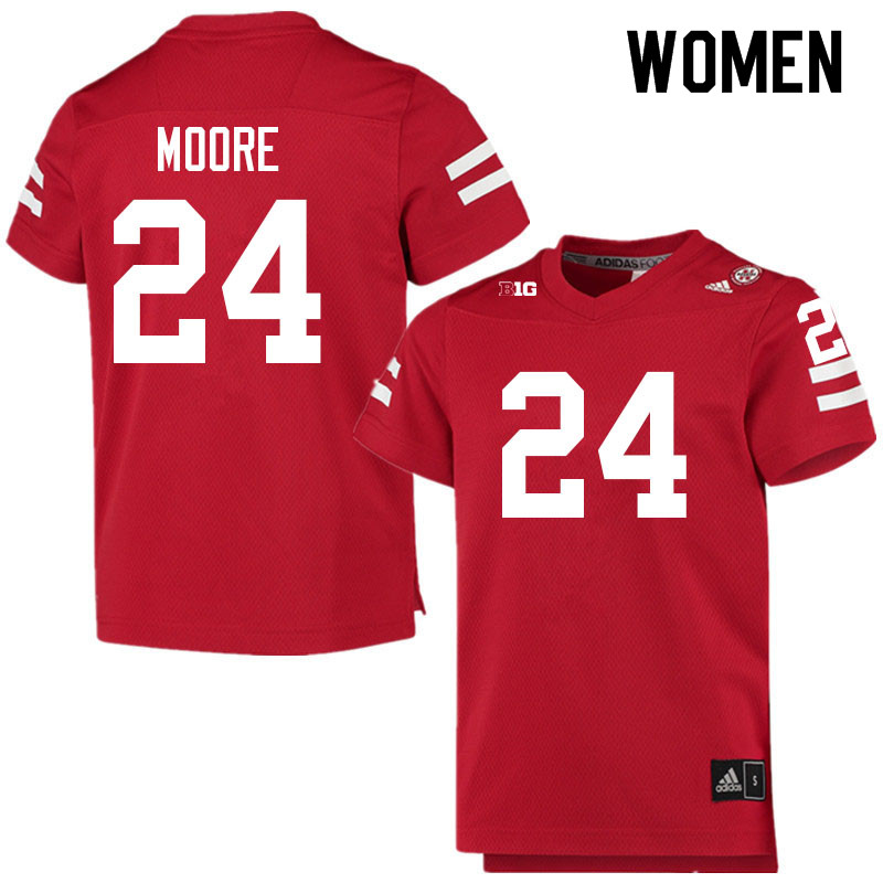 Women #24 Brandon Moore Nebraska Cornhuskers College Football Jerseys Sale-Scarlet - Click Image to Close